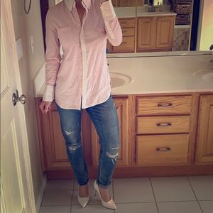 Express cute pink and white button down